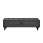 Banc de rangement avec revêtement en tissu et pieds en bois