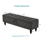 Banc de rangement avec revêtement en tissu et pieds en bois