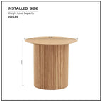 Table d'appoint ronde cannelée de 45 cm de diamètre avec design Tambour, en chêne