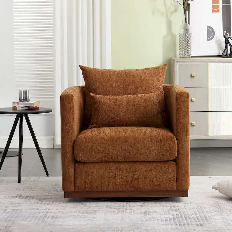 Fauteuil pivotant d'appoint en chenille marron