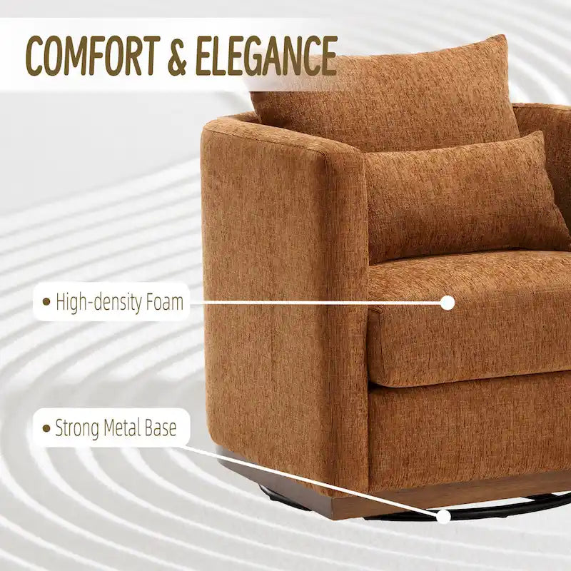 Fauteuil pivotant d'appoint en chenille marron