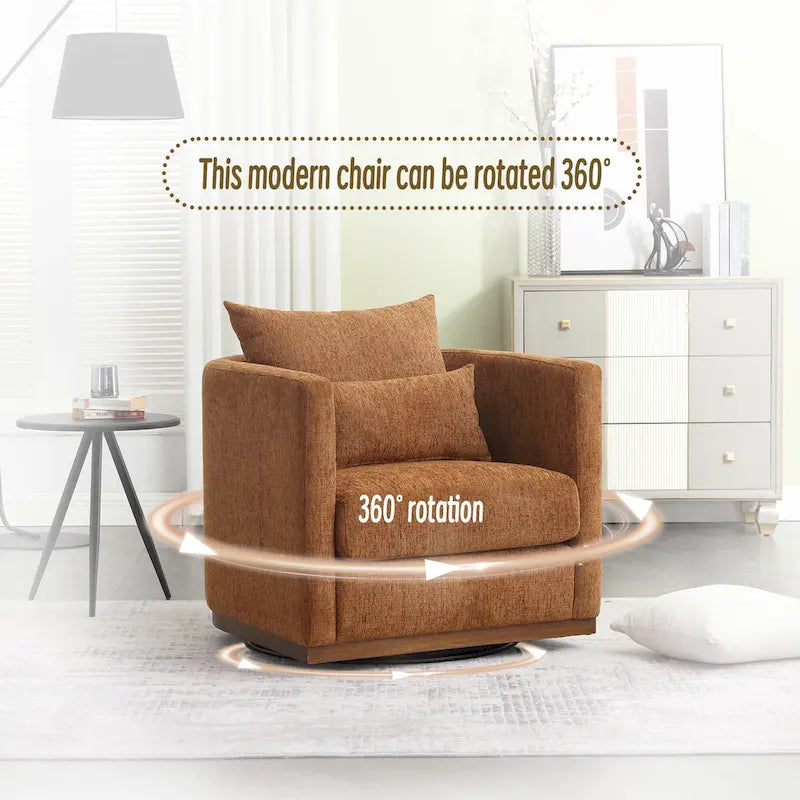 Fauteuil pivotant d'appoint en chenille marron