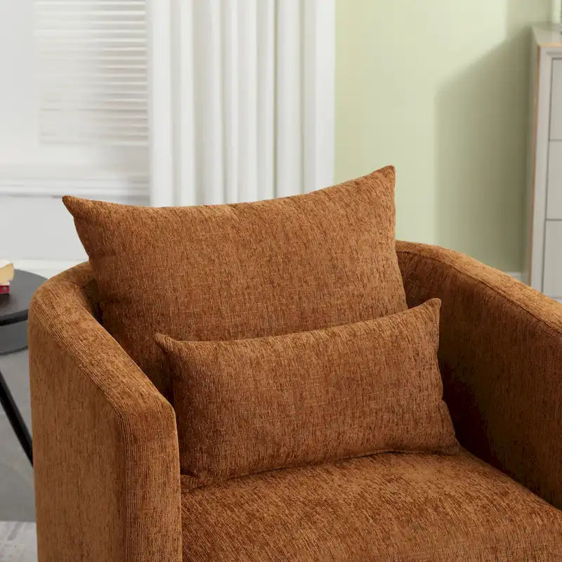 Fauteuil pivotant d'appoint en chenille marron