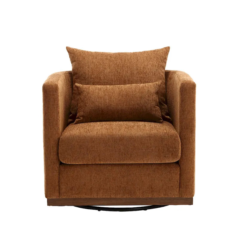 Fauteuil pivotant d'appoint en chenille marron