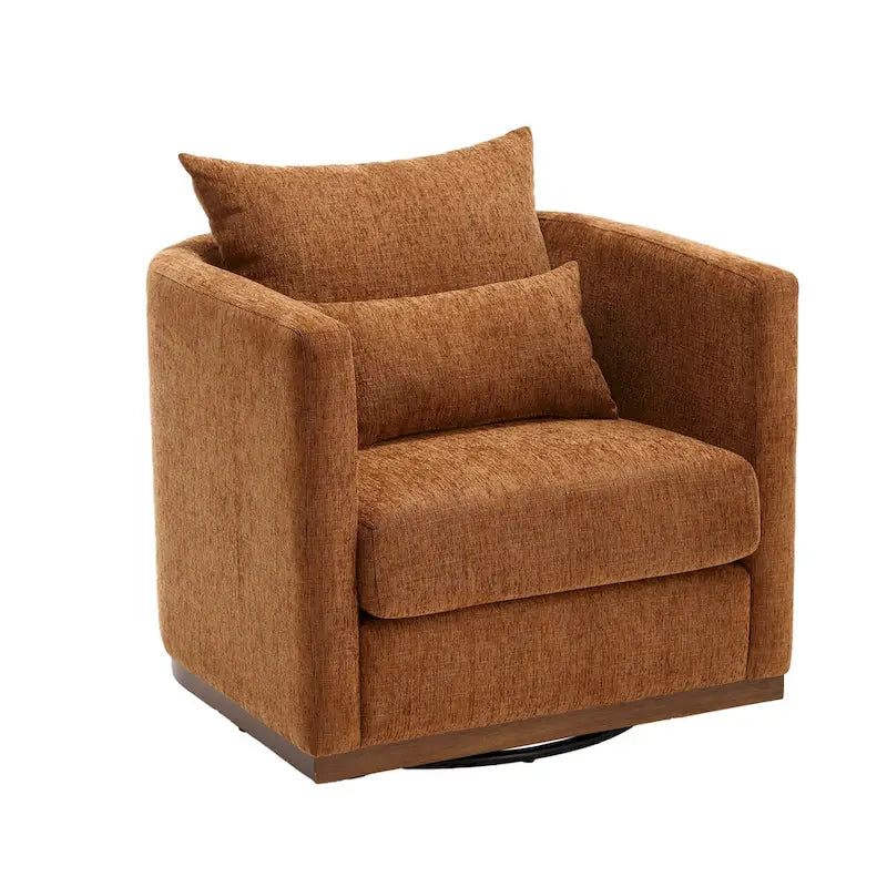 Fauteuil pivotant d'appoint en chenille marron