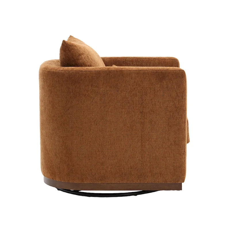 Fauteuil pivotant d'appoint en chenille marron
