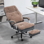 Fauteuil de bureau inclinable en velours surdimensionné avec siège rembourré et roulettes pivotantes