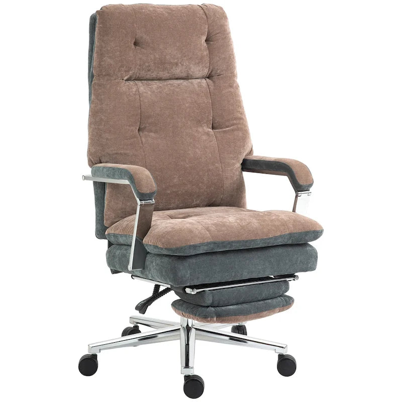 Fauteuil de bureau inclinable en velours surdimensionné avec siège rembourré et roulettes pivotantes
