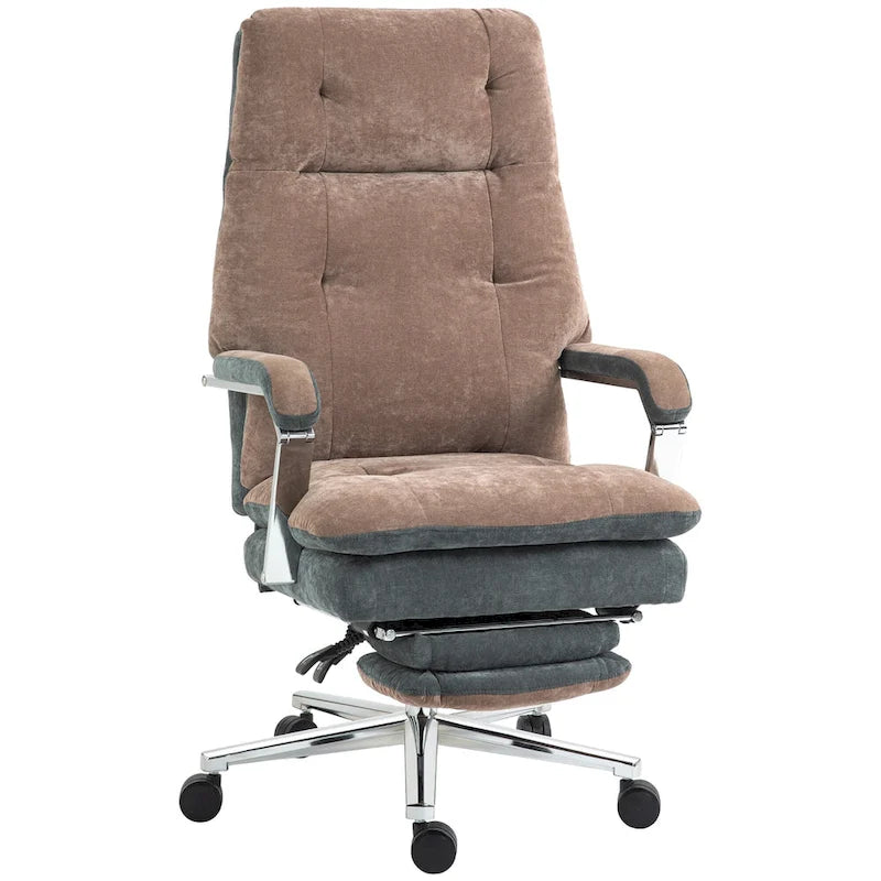 Fauteuil de bureau inclinable en velours surdimensionné avec siège rembourré et roulettes pivotantes