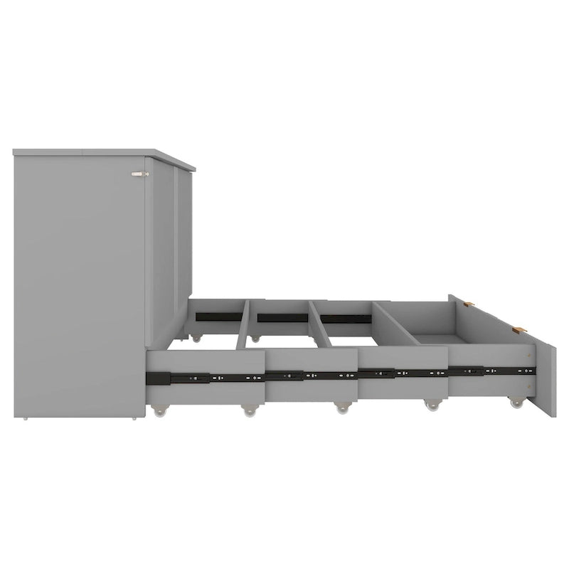 Lit escamotable double avec tiroir, prises et ports USB