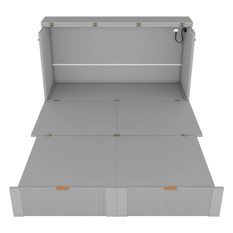 Lit escamotable double avec tiroir, prises et ports USB