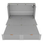 Lit escamotable double avec tiroir, prises et ports USB