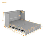 Lit escamotable double avec tiroir, prises et ports USB