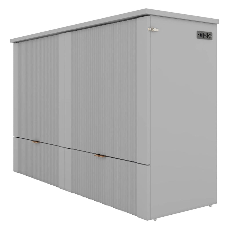Lit escamotable double avec tiroir, prises et ports USB