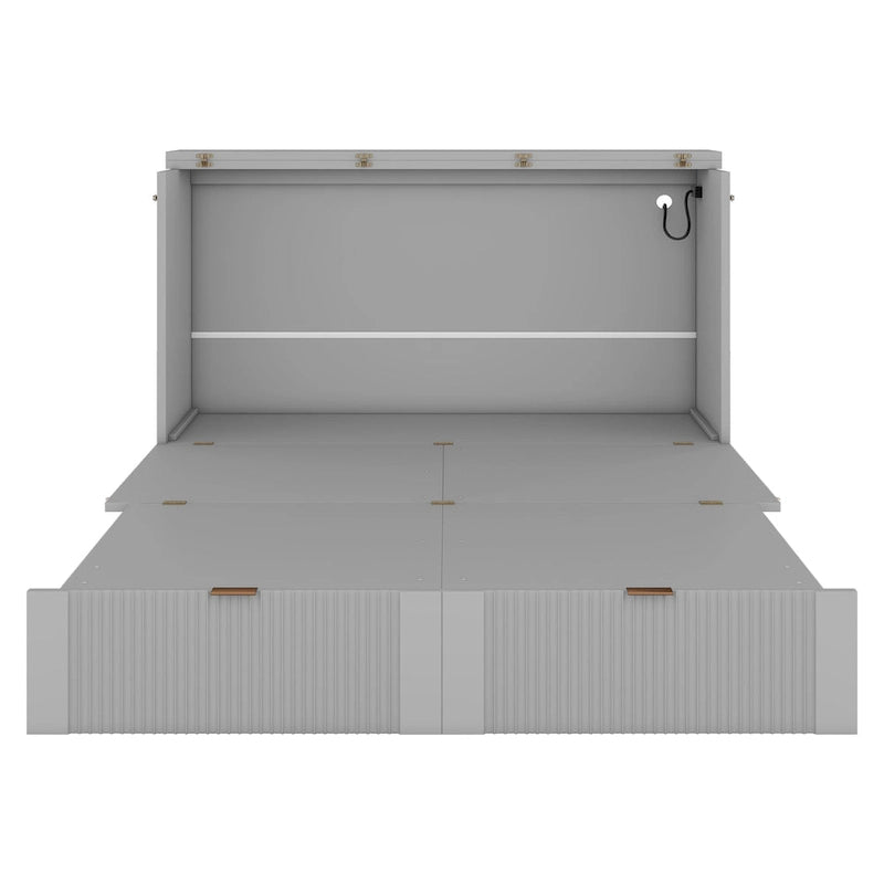 Lit escamotable double avec tiroir, prises et ports USB
