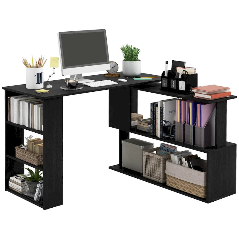 Bureau d'ordinateur d'angle avec conception rotative et étagères intégrées