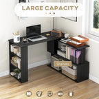 Bureau d'ordinateur d'angle avec conception rotative et étagères intégrées