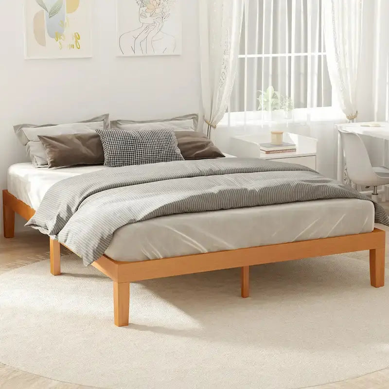 Lit plateforme en bois massif grand format avec rangement sous le lit