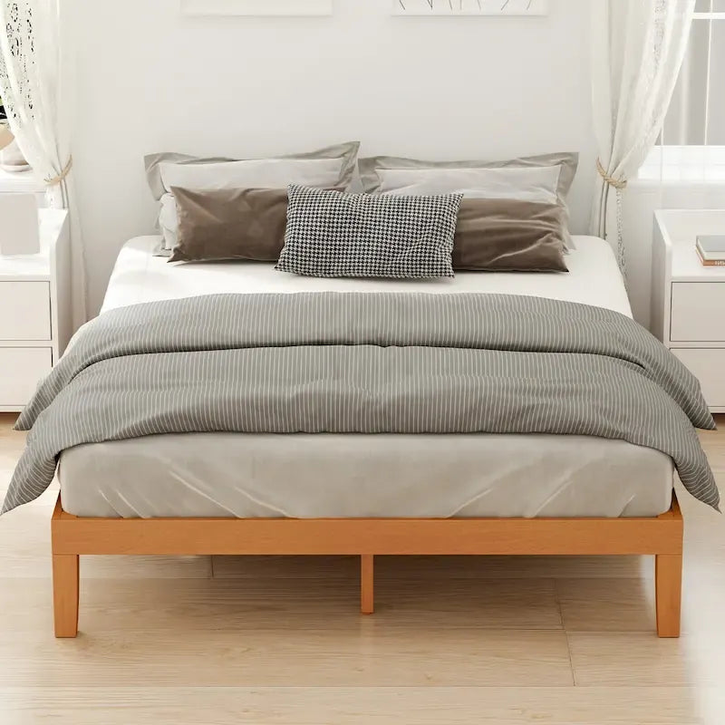 Lit plateforme en bois massif grand format avec rangement sous le lit