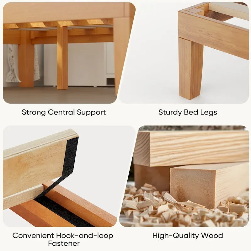 Lit plateforme en bois massif grand format avec rangement sous le lit