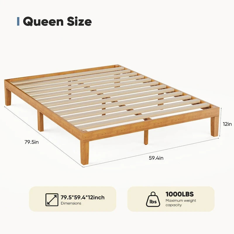 Lit plateforme en bois massif grand format avec rangement sous le lit