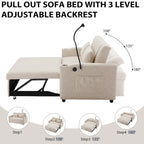Canapé-lit convertible 2 places avec ports USB, poches latérales, porte-gobelets et support de téléphone pivotant pour salon
