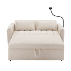 Canapé-lit convertible 2 places avec ports USB, poches latérales, porte-gobelets et support de téléphone pivotant pour salon