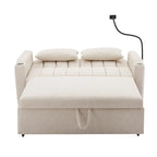 Canapé-lit convertible 2 places avec ports USB, poches latérales, porte-gobelets et support de téléphone pivotant pour salon