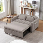 Canapé-lit convertible 2 places avec ports USB, poches latérales, porte-gobelets et support de téléphone pivotant pour salon
