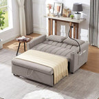 Canapé-lit convertible 2 places avec ports USB, poches latérales, porte-gobelets et support de téléphone pivotant pour salon