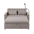 Canapé-lit convertible 2 places avec ports USB, poches latérales, porte-gobelets et support de téléphone pivotant pour salon