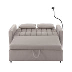 Canapé-lit convertible 2 places avec ports USB, poches latérales, porte-gobelets et support de téléphone pivotant pour salon