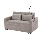 Canapé-lit convertible 2 places avec ports USB, poches latérales, porte-gobelets et support de téléphone pivotant pour salon