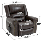 Fauteuil inclinable releveur avec double moteur, chauffage et massage, ports USB et inclinaison infinie