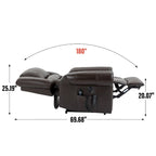 Fauteuil inclinable releveur avec double moteur, chauffage et massage, ports USB et inclinaison infinie