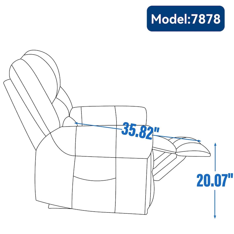 Fauteuil inclinable releveur avec double moteur, chauffage et massage, ports USB et inclinaison infinie