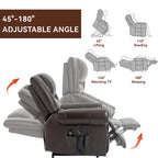 Fauteuil inclinable releveur avec double moteur, chauffage et massage, ports USB et inclinaison infinie
