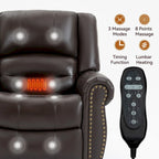 Fauteuil inclinable releveur avec double moteur, chauffage et massage, ports USB et inclinaison infinie