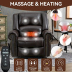 Fauteuil inclinable releveur avec double moteur, chauffage et massage, ports USB et inclinaison infinie