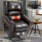 Fauteuil inclinable releveur avec double moteur, chauffage et massage, ports USB et inclinaison infinie