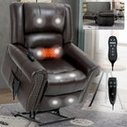 Fauteuil inclinable releveur avec double moteur, chauffage et massage, ports USB et inclinaison infinie