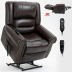 Fauteuil inclinable releveur avec double moteur, chauffage et massage, ports USB et inclinaison infinie