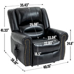 Fauteuil inclinable releveur avec double moteur, chauffage et massage, ports USB et inclinaison infinie