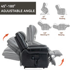 Fauteuil inclinable releveur avec double moteur, chauffage et massage, ports USB et inclinaison infinie