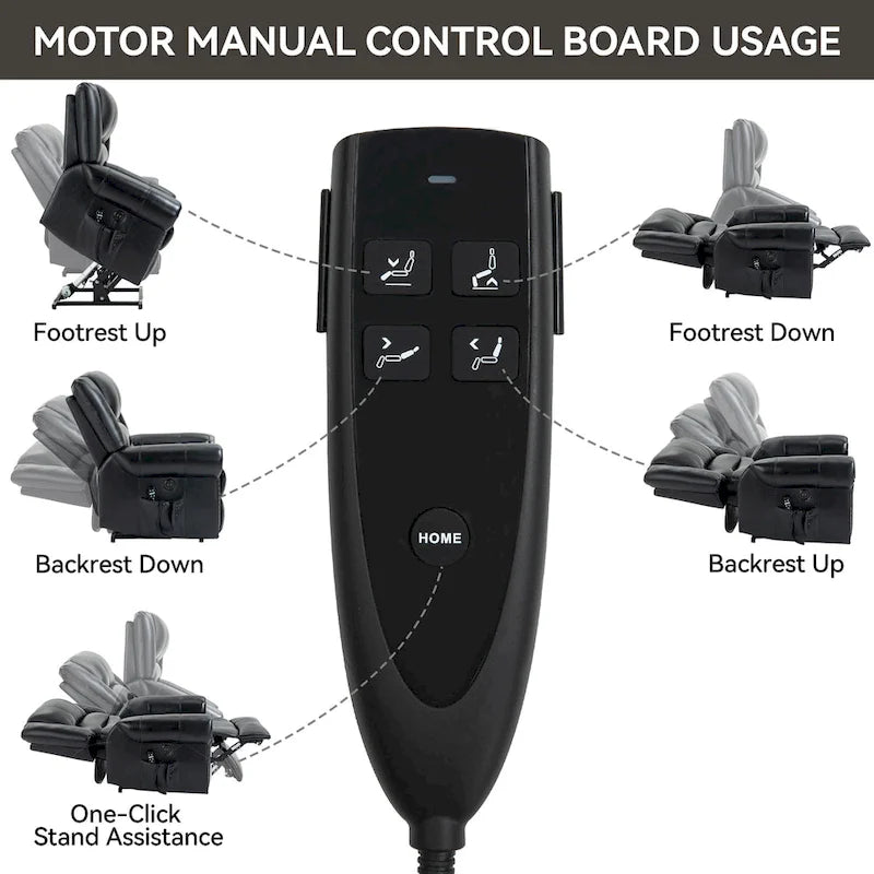 Fauteuil inclinable releveur avec double moteur, chauffage et massage, ports USB et inclinaison infinie