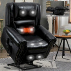 Fauteuil inclinable releveur avec double moteur, chauffage et massage, ports USB et inclinaison infinie