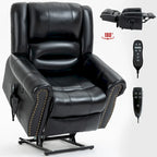 Fauteuil inclinable releveur avec double moteur, chauffage et massage, ports USB et inclinaison infinie