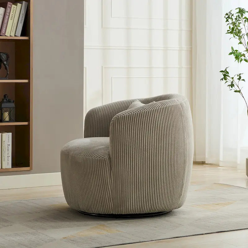 Fauteuil pivotant à 360° en velours côtelé