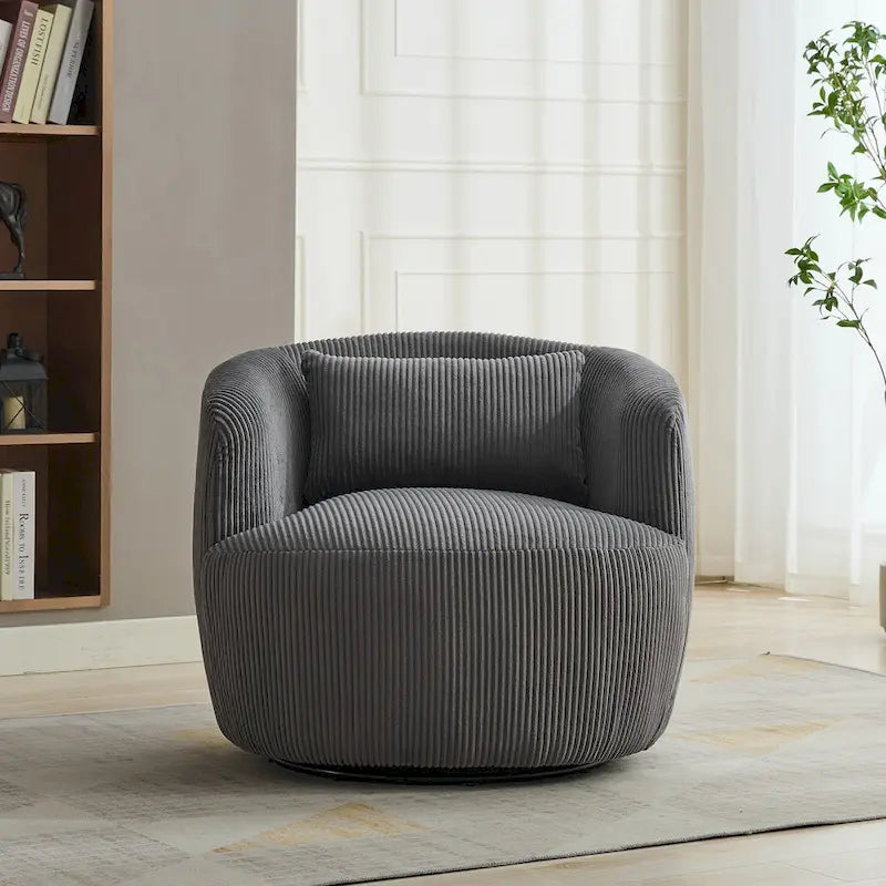 Fauteuil pivotant à 360° en velours côtelé