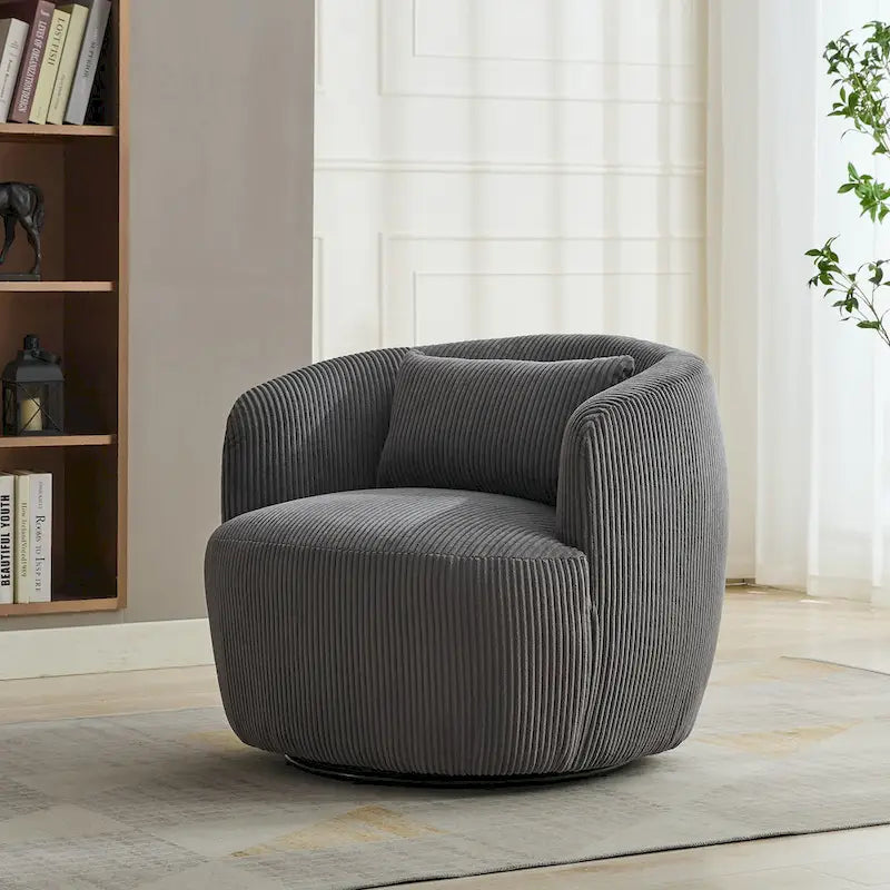 Fauteuil pivotant à 360° en velours côtelé